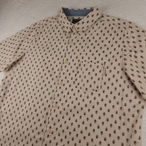 Woorich Short Sleeve Button Up Mens XL Tan Arrow Print Left Chest Pocket‎